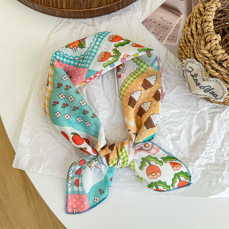 Bufanda de seda, bufanda cuadrada pequeña, bufanda fina, chal pequeño, protector de cuello de anacardo retro, bufanda decorativa, pañuelo en la cabeza, banda para el cabello