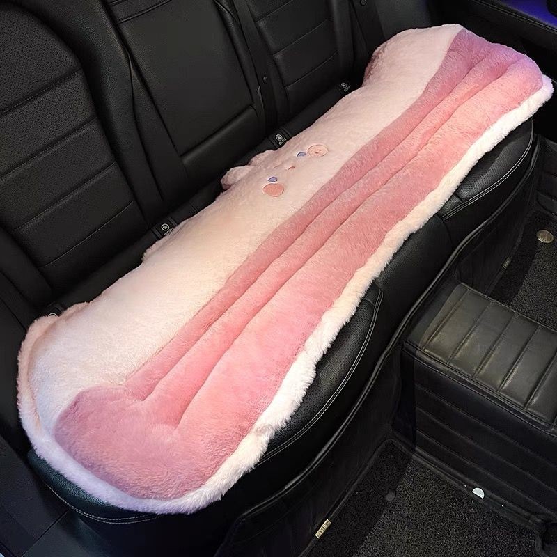 Car Seat Cushion Winter Plush Lumbar Support Integrated Anti-Slip Warm Seat Cushion for Driving Test Height Increase Universal for All Seasons Rear Seat Cushion