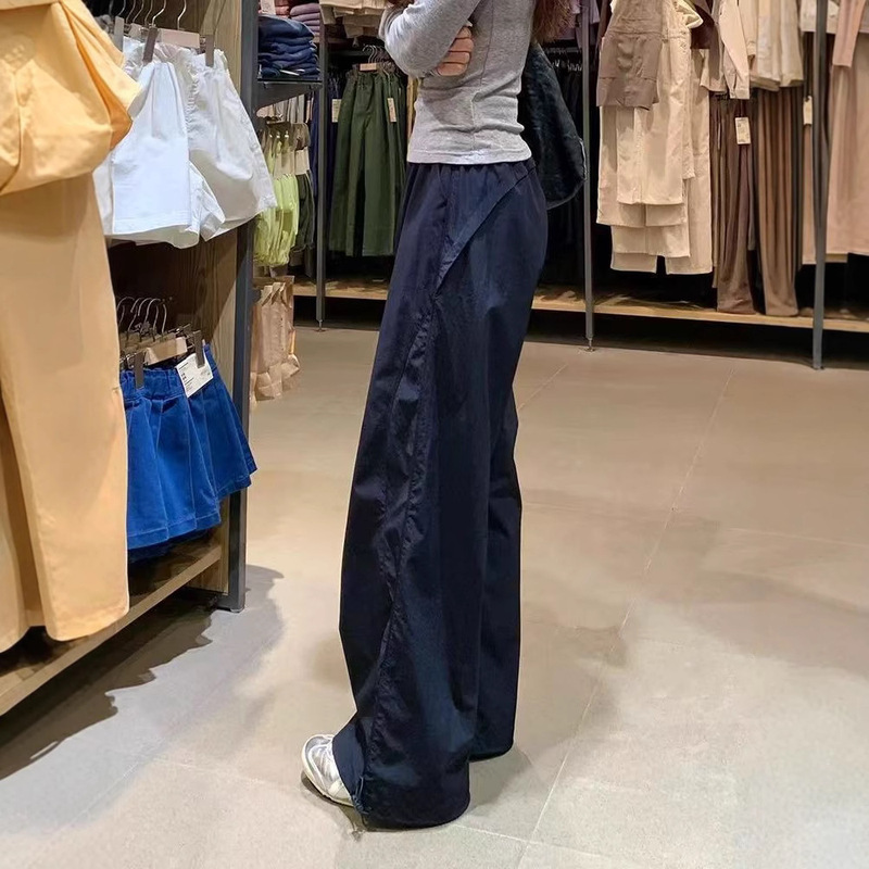 2025 New Quick-Drying Cargo Pants for Women Summer Thin Loose Casual High-Waist Draped Straight Wide-Leg Sports Pants