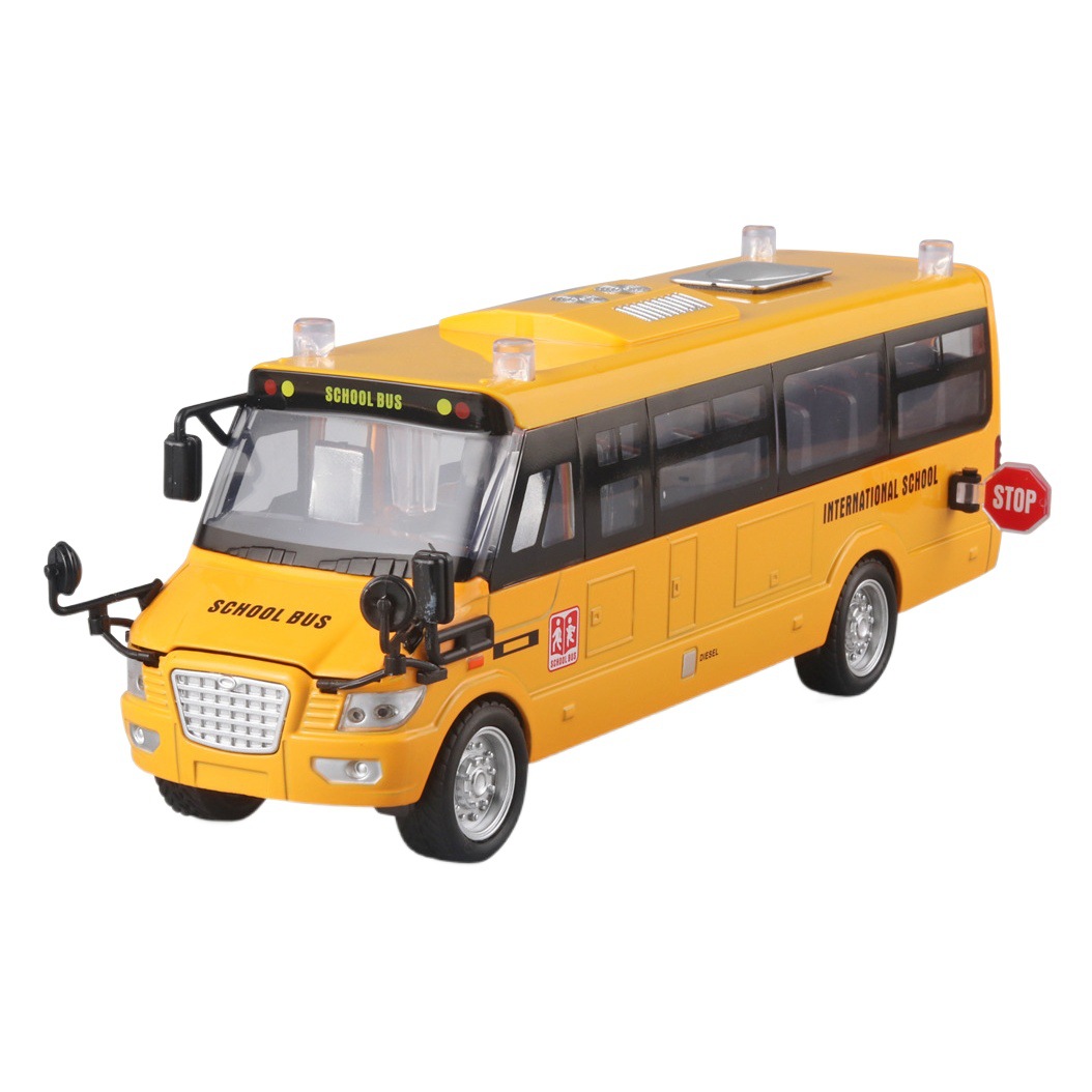 Aleación grande American School Bus bus 5-drive diseño ligero sonido juguete para niños bus grande