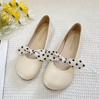 Mary Jane shoes 2022 Spring new pattern Shallow mouth Flat bottom bow Every evening fairy Single shoes Doug shoes