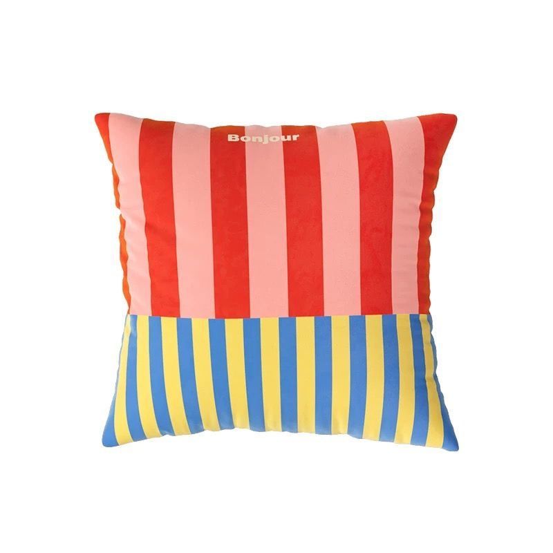 Retro rayas almohada cubierta cuadrada nórdica simple sala de estar cojín de sofá doméstico dormitorio cojín de cabecera cojín