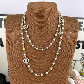 2025新款星星彩虹满钻项链珍珠名媛长款毛衣链网红女轻奢项饰百搭