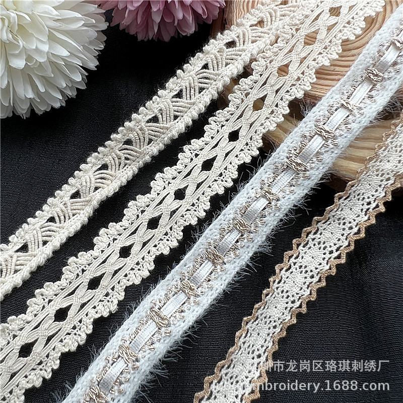 温柔系列暖米杏色棉线花边纺织辅料DIY服装配饰箱包鞋帽居家布艺