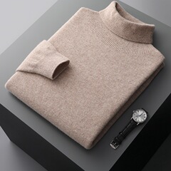 一線の既製服のオーストラリアのウールの男性の高襟のプルオーバーのセーターの秋冬の新型のゆったりしているニットの底のシャツの男性