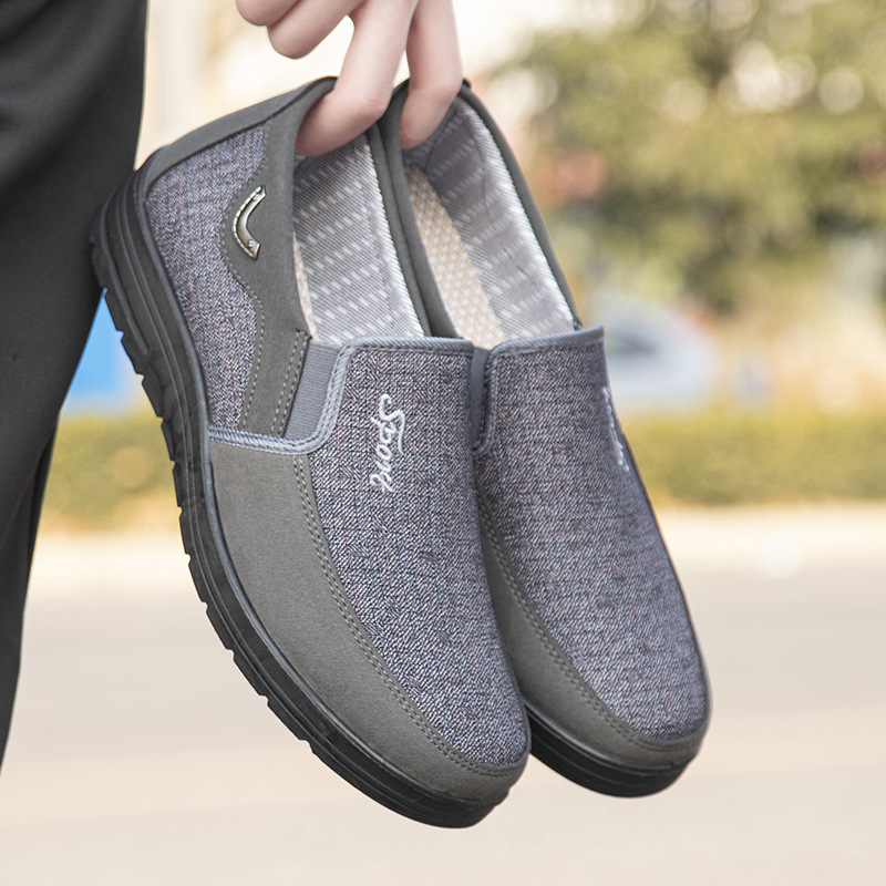 Mens 2023 Spring New Middle-Aged Healthy Walking Shoes Soft Sole One-Piece Casual Shoes Lightweight Old Beijing Cloth Shoes for Men