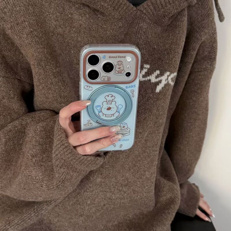 Chef Bear rotating metal stand, compatible with iPhone 17 PRO MAX phone cases, also suitable for 16 PRO/15/14 models Chef Bear rotating metal stand, compatible with iPhone 17 PRO MAX phone cases, also suitable for 16 PRO/15/14 models