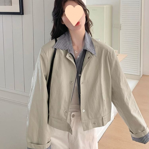 Women's 2025 Spring Collarless Blazer with Patchwork Design, Fashionable and Unique Top