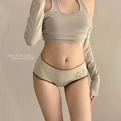 Japanese cute kitten underwear for women and girls mid-waist seamless high elastic pure cotton crotch breathable underwear for women