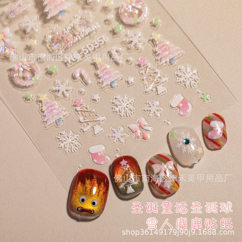 New Christmas Fairy Snowman Nail Art Stickers Cute Elk Color Christmas Snowflake Stars Nail Stickers Wholesale New Christmas Fairy Snowman Nail Art Stickers Cute Elk Color Christmas Snowflake Stars Nail Stickers Wholesale