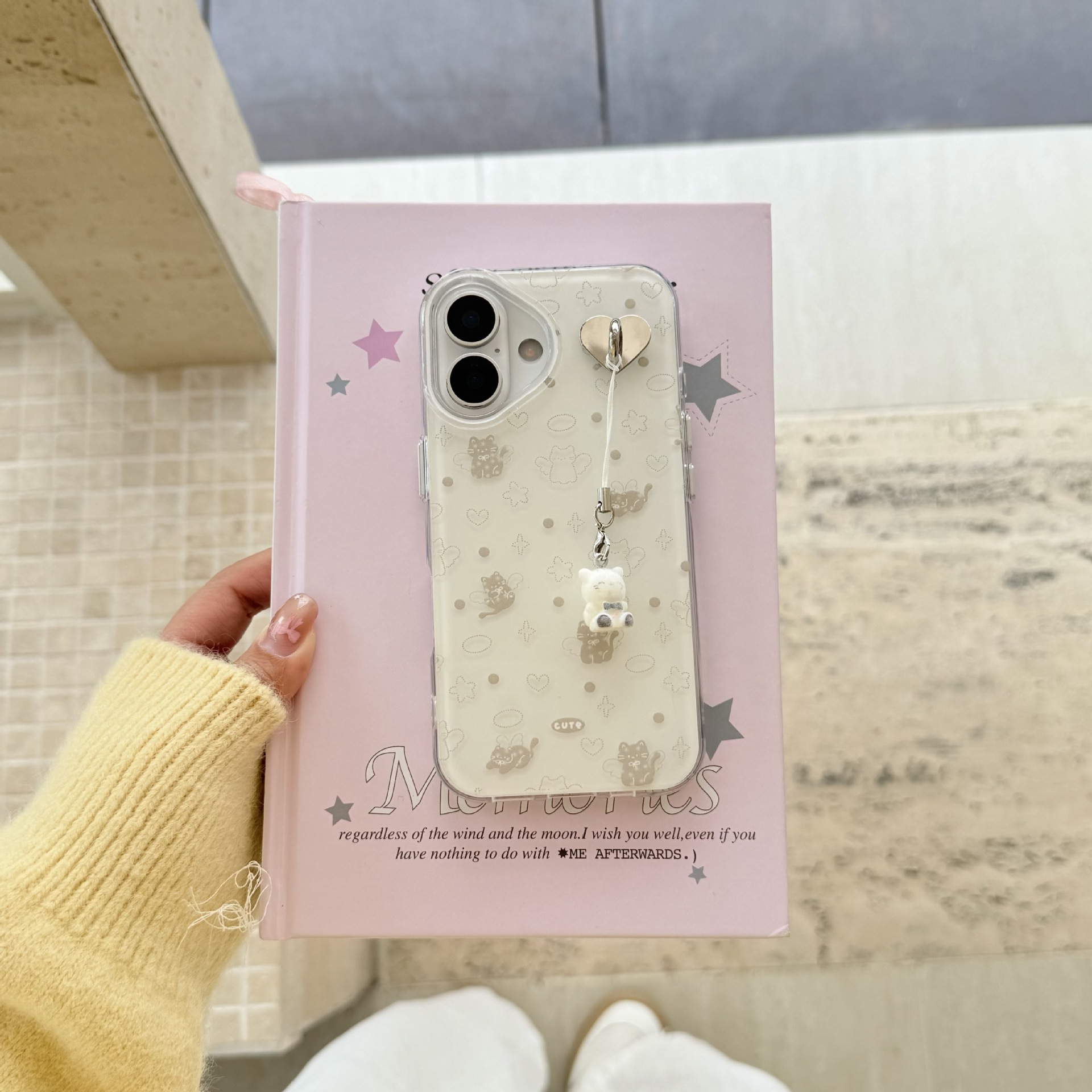 Coreano pantalla completa lunares ángel gato para Apple 16ProMax funda para teléfono móvil 15Pro/14Pro pareja 13P
