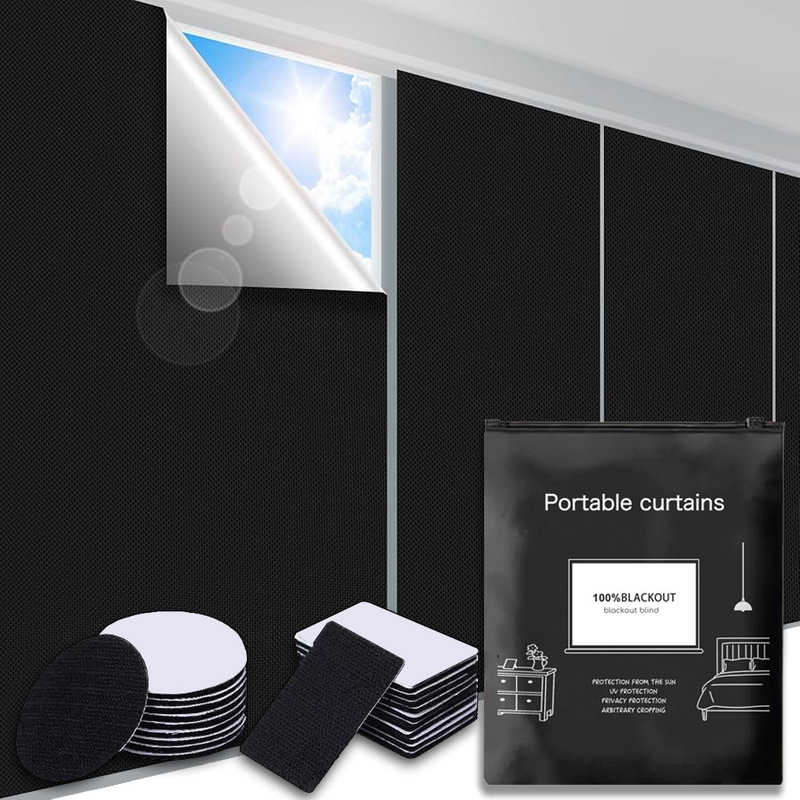 Amazon 420D blackout cloth silver coated full blackout curtain portable travel curtain can be cut blackout curtain diy