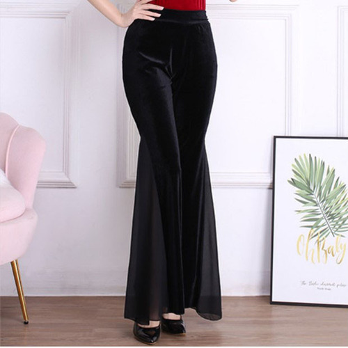 Yoga pants, long pants, dance pants, women's modal micro-pull practice pants, gold velvet belt yarn, large bell-bottom pants, square dance new