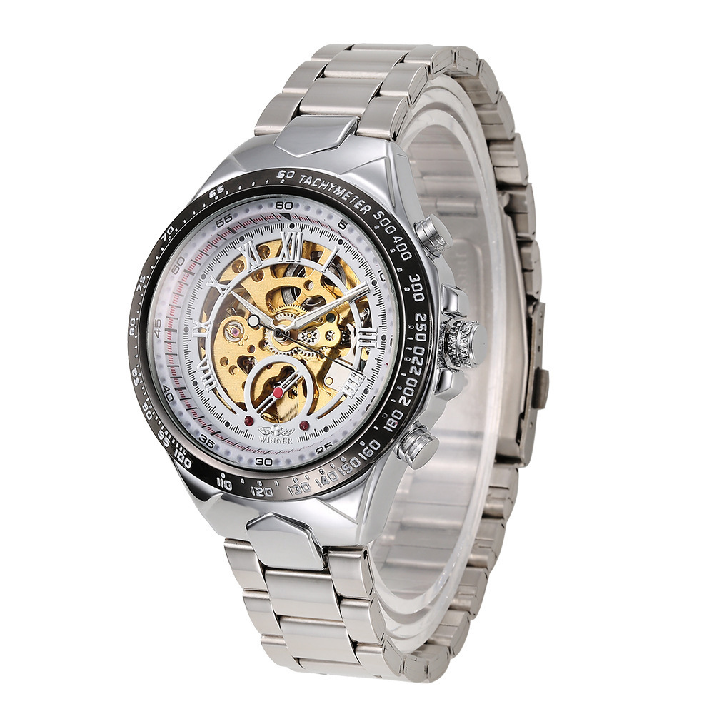 Automatic Mechanical Skeleton Watch For Men Stainless Steel_voghion.com