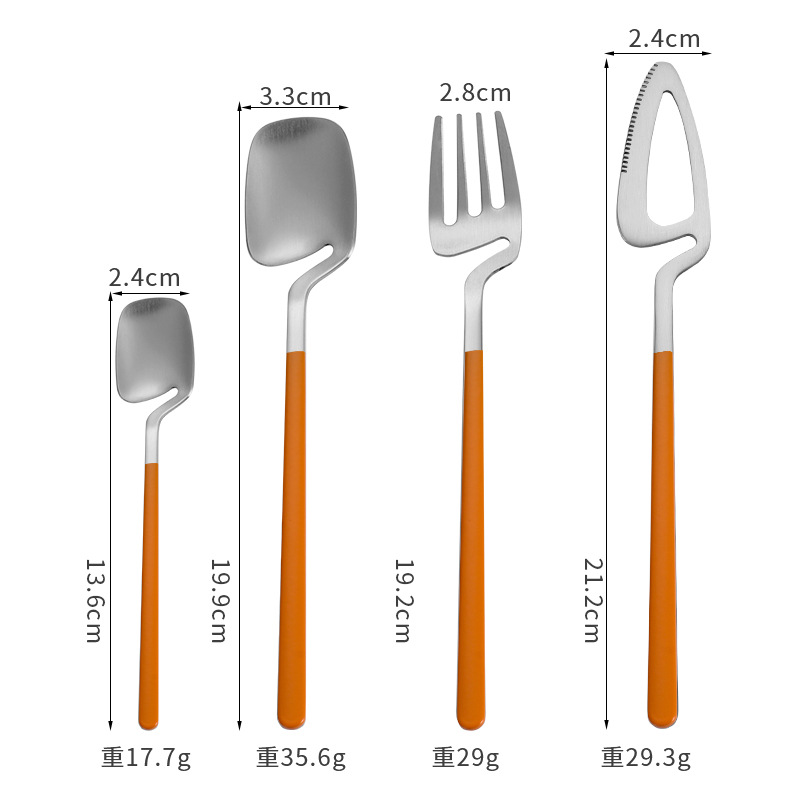 Amazon 304 acero inoxidable montado en la pared de titanio plateado cuchillo y tenedor cuchara vajilla occidental creativo taza de café cuchara larga cuchara de hielo tenedor