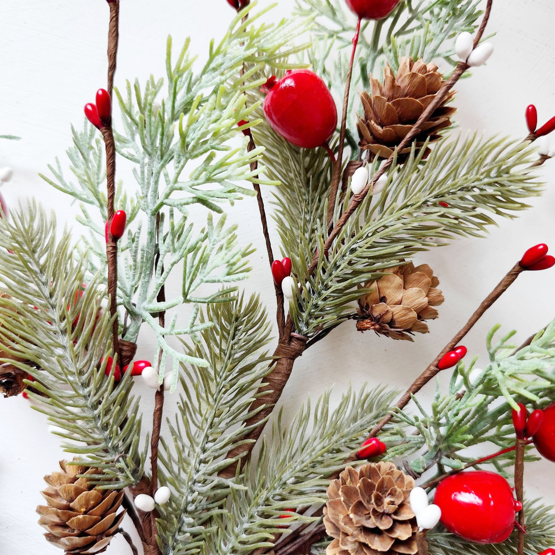 Simulación pin aguja de fruta roja decoración de Navidad decoración floral decoración transfronteriza venta caliente pin ramas decoración de árbol de Navidad