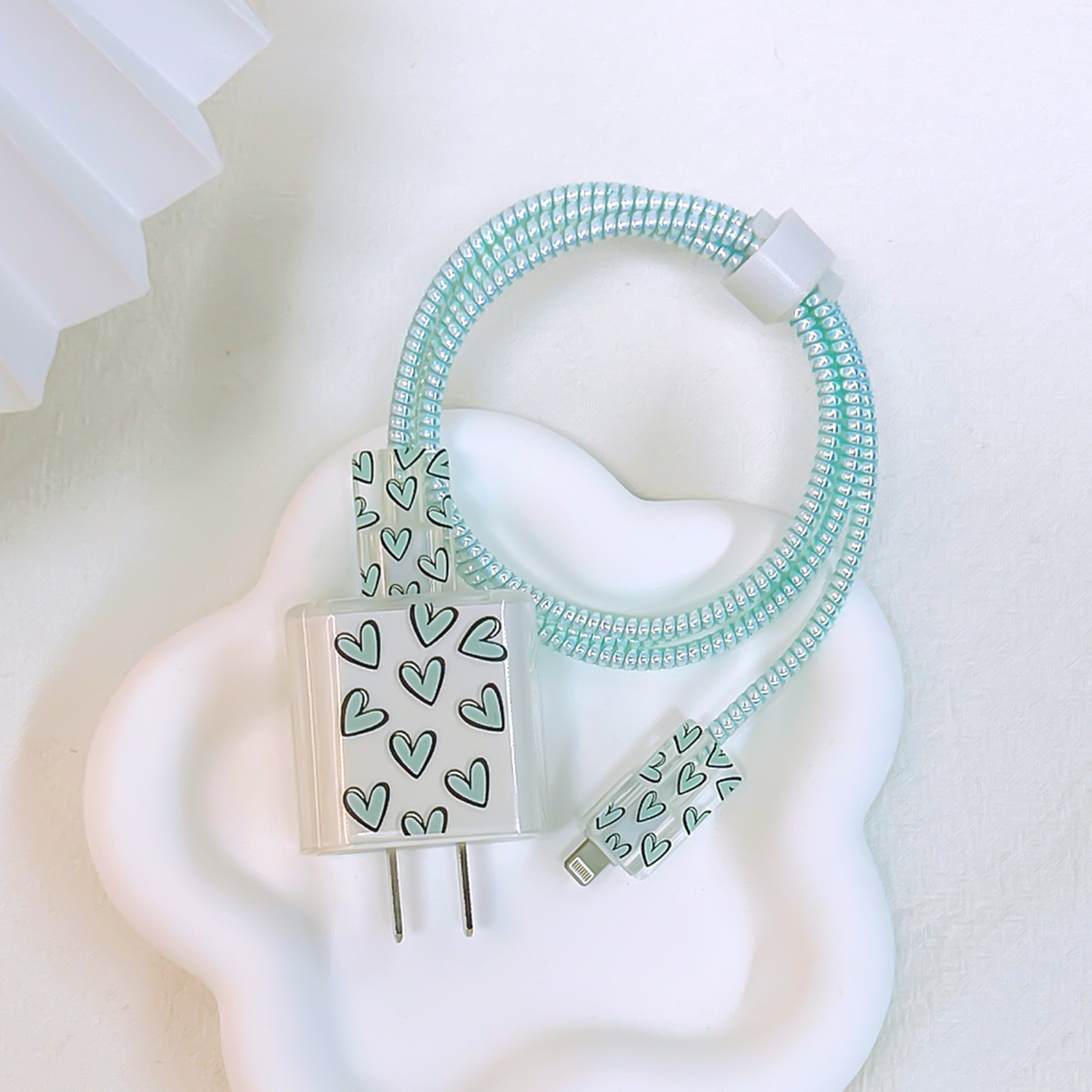 Aplicable a Apple 18W/20W cargador de carga rápida cargador de concha protectora cubierta protectora transparente cáscara suave alambre morder dispositivo pintado