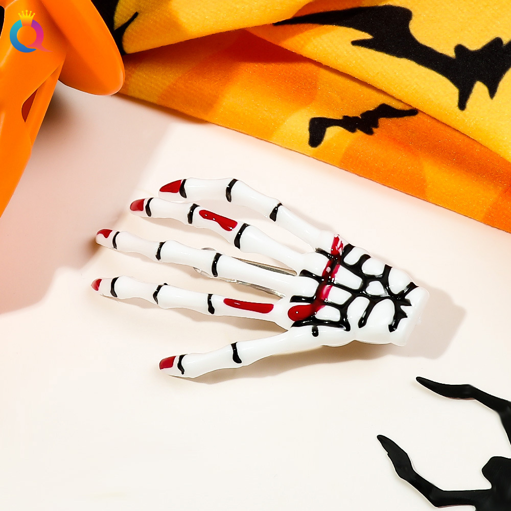 11g Weight Hair Clip Hair Accessories Type 1 Piece Quantity Daily, Festival Occasion Alloy Material Halloween Festival Ghost Hand Pattern Women's Gender Hip-Hop Style Halloween Hip-Hop Women's Ghost Hand Alloy Hair Clip 9