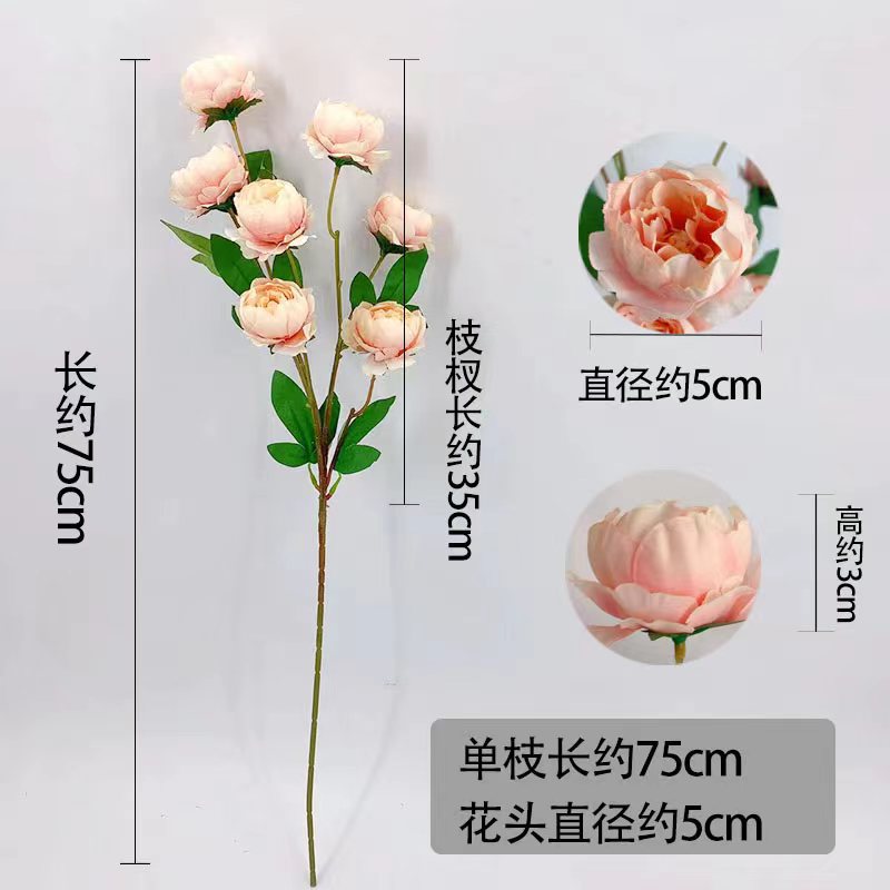 Flor Artificial 6-cabeza exquisita peonía artificial peonía flor boda Home Hotel accesorios de tiro Flor de seda flor artificial al por mayor