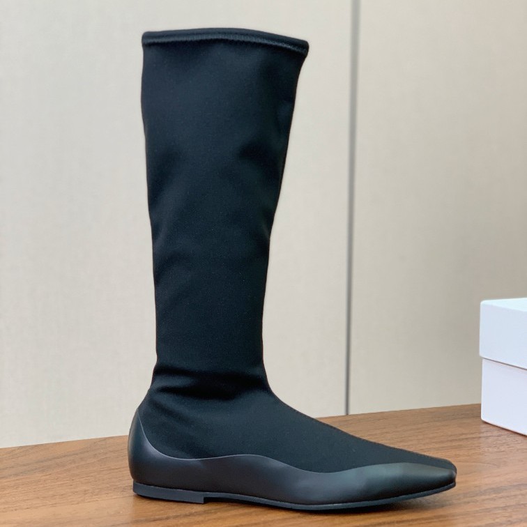 原标the r*w平底长靴真皮内增高瘦腿美腿瘦瘦靴女新款方头弹力靴