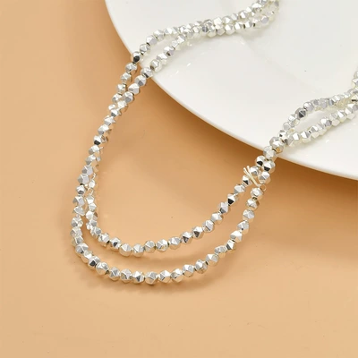 Zərgərlik ara hissələri: gallstone multi-cut beaded loose - 12-bright-silver-multi-section-4mm-1-100