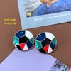 Factory live broadcast supply Mid -mysterious Blue color Byzantine style silver -needle earrings love stitching geometric earrings