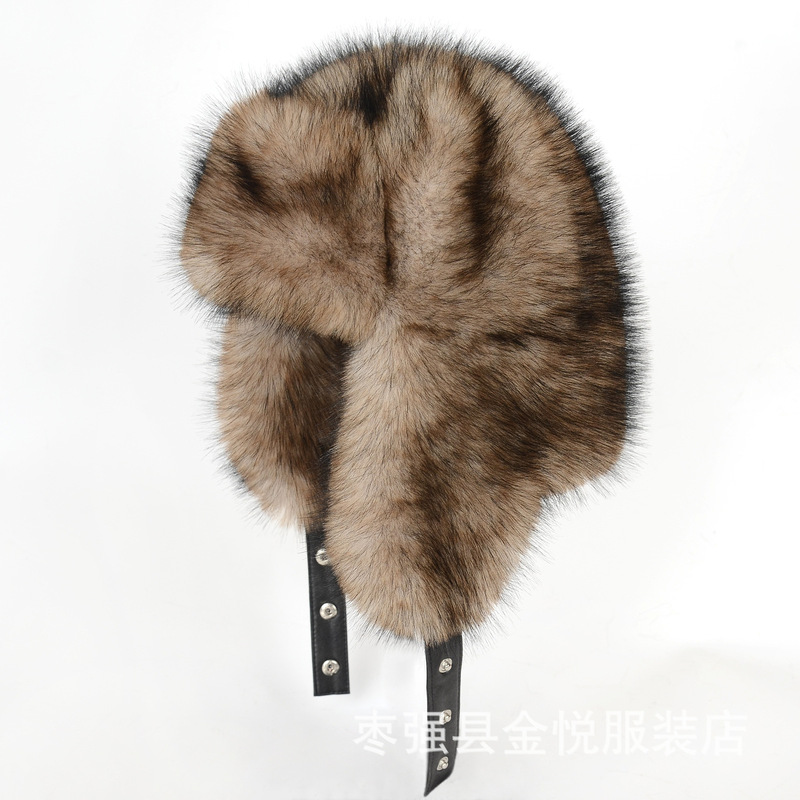 批发秋冬雷锋帽显瘦滑雪帽男女同款仿皮草毛毛帽子护耳帽潮流百搭|undefined