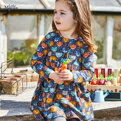Little maven秋季長袖兒童裙子歐美女童連衣裙休閒純棉兒童連衣裙
