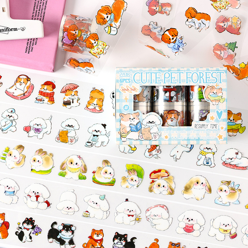 Estuche de cinta de troquelado para bebés lindos, caja de bricolaje, diario de cuenta manual, pegatinas, dibujos animados retro, pegatinas de animales lindos