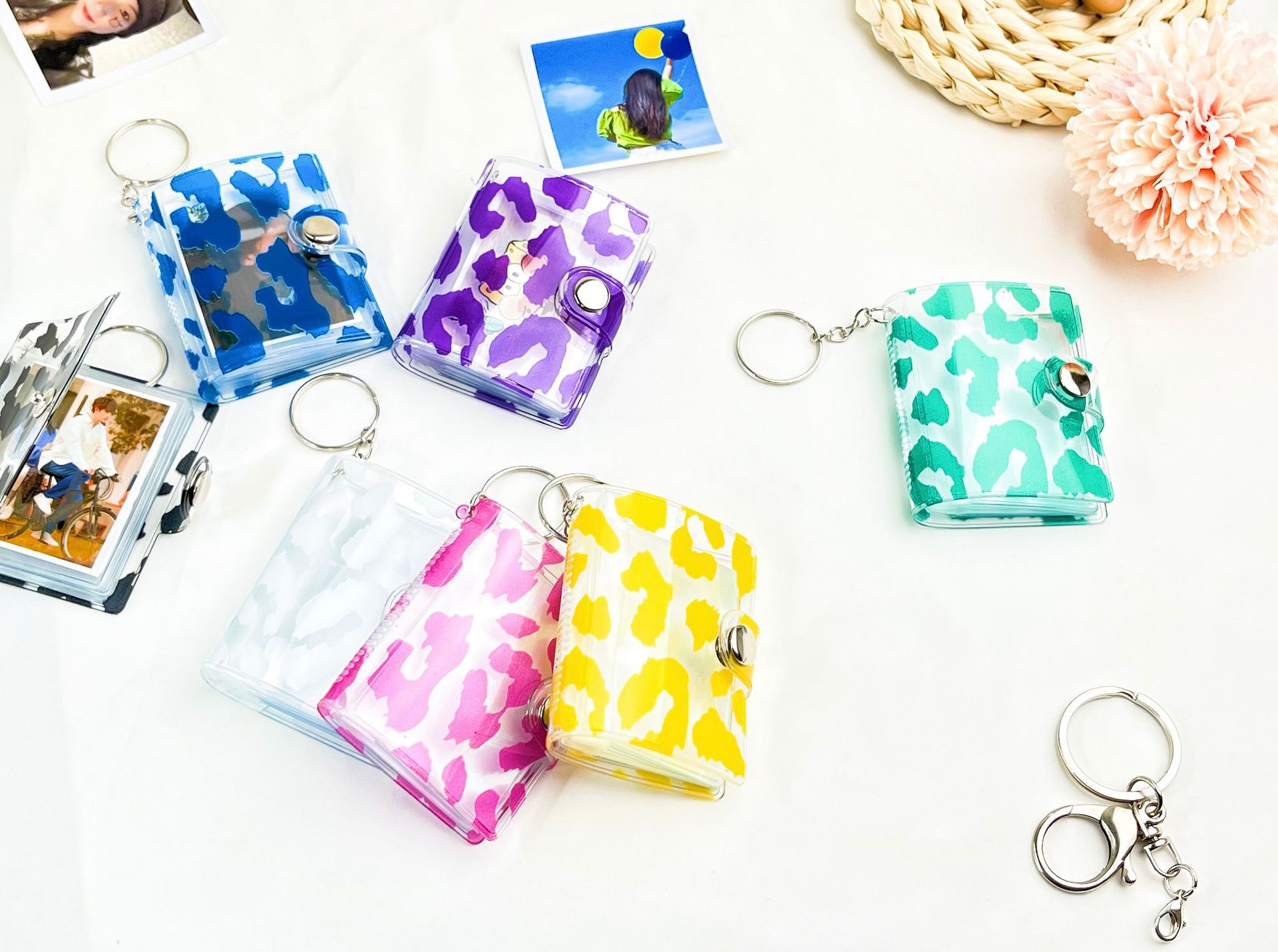 랍스터 걸쇠와 2 인치 레오파드 무늬 장미 핑크 사진 앨범