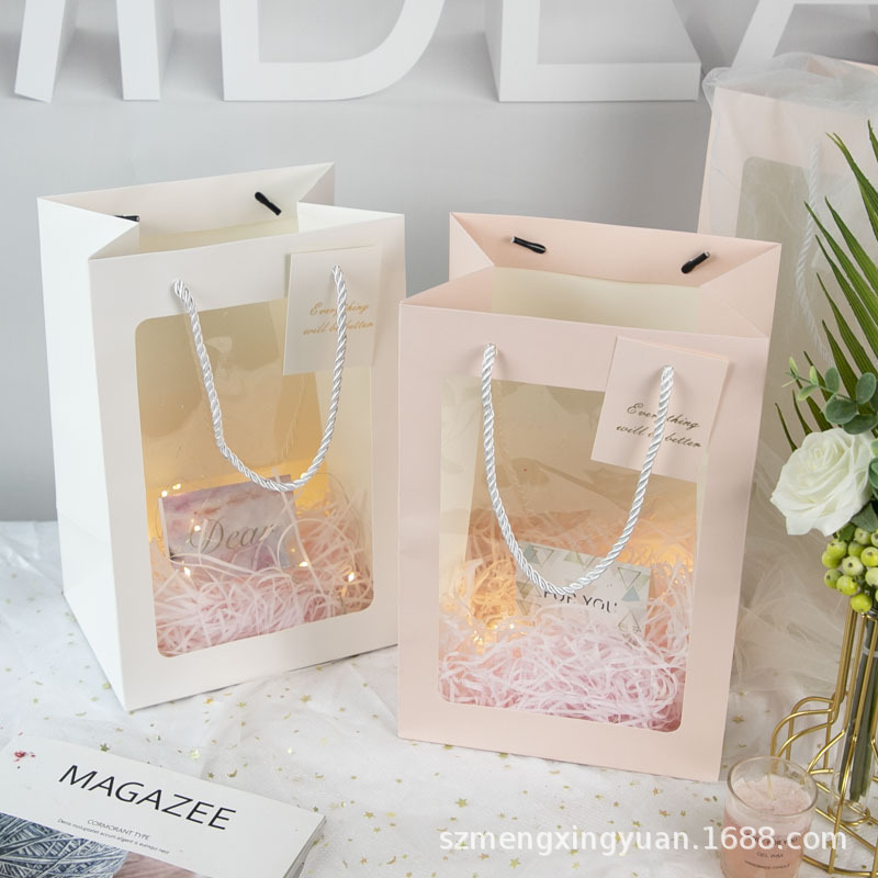 Bolso de flor de ventana transparente bolsa de embalaje de ramo de ventana bolsa de regalo de vacaciones bolsa de embalaje de regalo de San Valentín