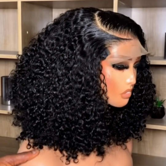 Front Lace Wig Amazon's New Wig European and American Women's Black Curly Wig Hairpiece Wholesale in Stock Front Lace Wig Amazon's New Wig European and American Women's Black Curly Wig Hairpiece Wholesale in Stock