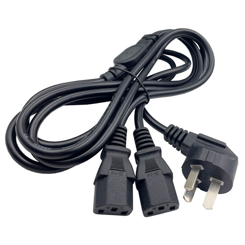 Three-core national standard plug cord connection cable, double-pin tail computer power cord, national standard one-point two-pin suffix power cord