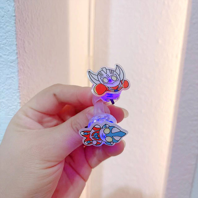 Cute Ultraman Ring with Light Dekatello Cartoon Children's Illuminable Finger Light Creative Animation Toy Light