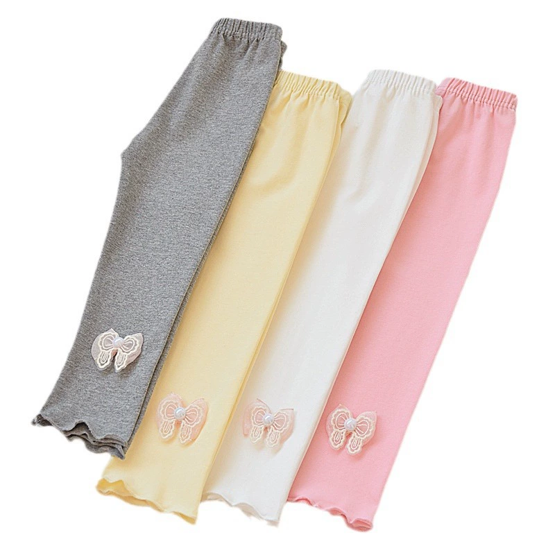 Leggings, summer thin white children's trousers, combed cotton