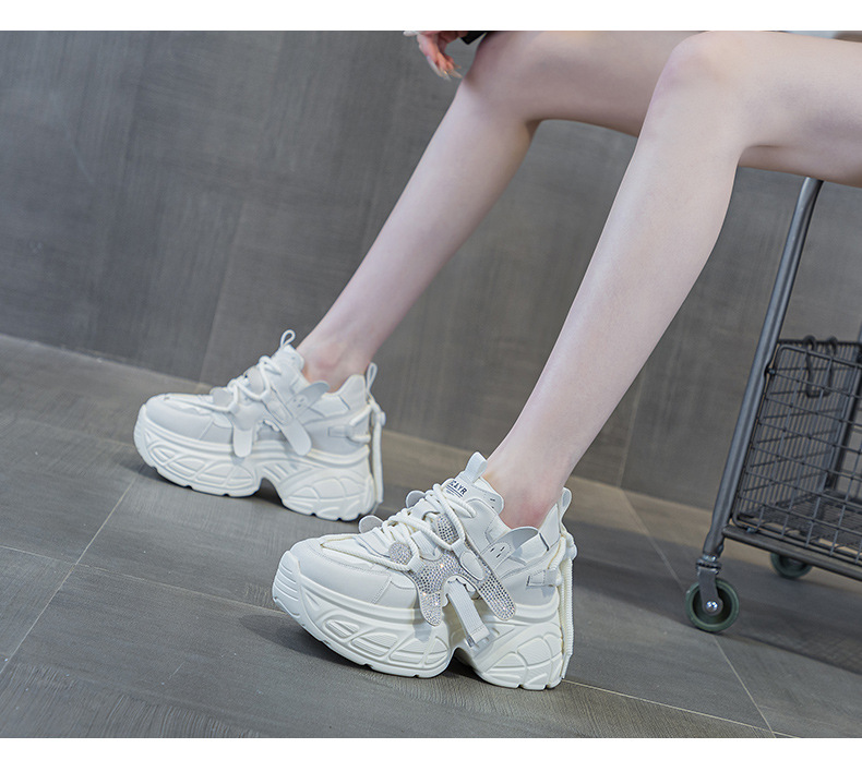 Giày sneaker nữ chunky đế dày tăng chiều cao phong cách Hàn Quốc — M2699 màu đỏ, M2699 màu be chi tiết 11