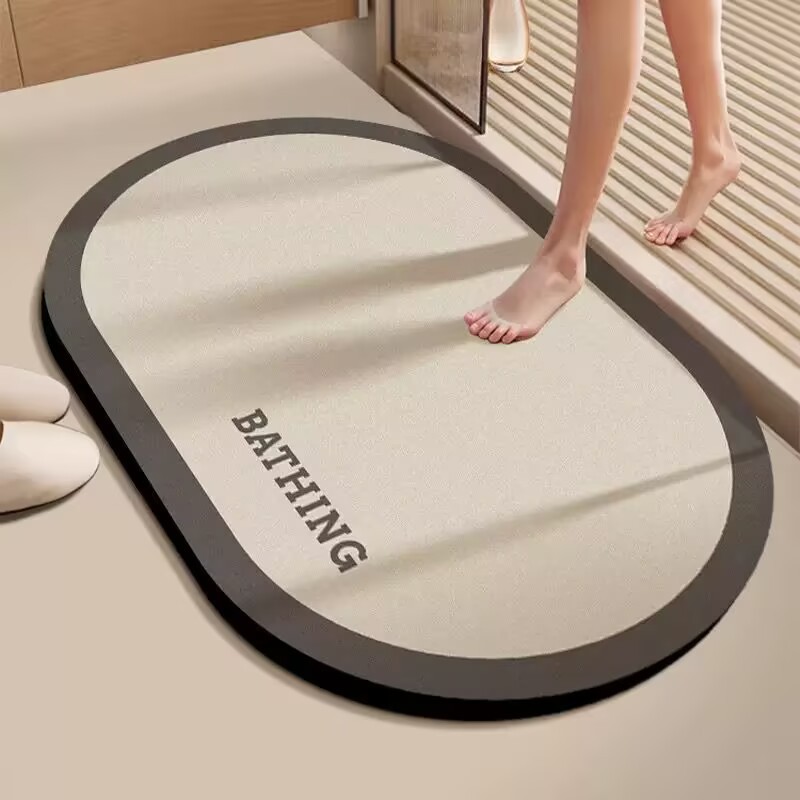 Bathroom Floor Mat, Non-Slip, Water-Absorbent, Quick-Drying Diatomaceous Earth Foot Mat for Toilet Entrance, Restroom, and Bathroom