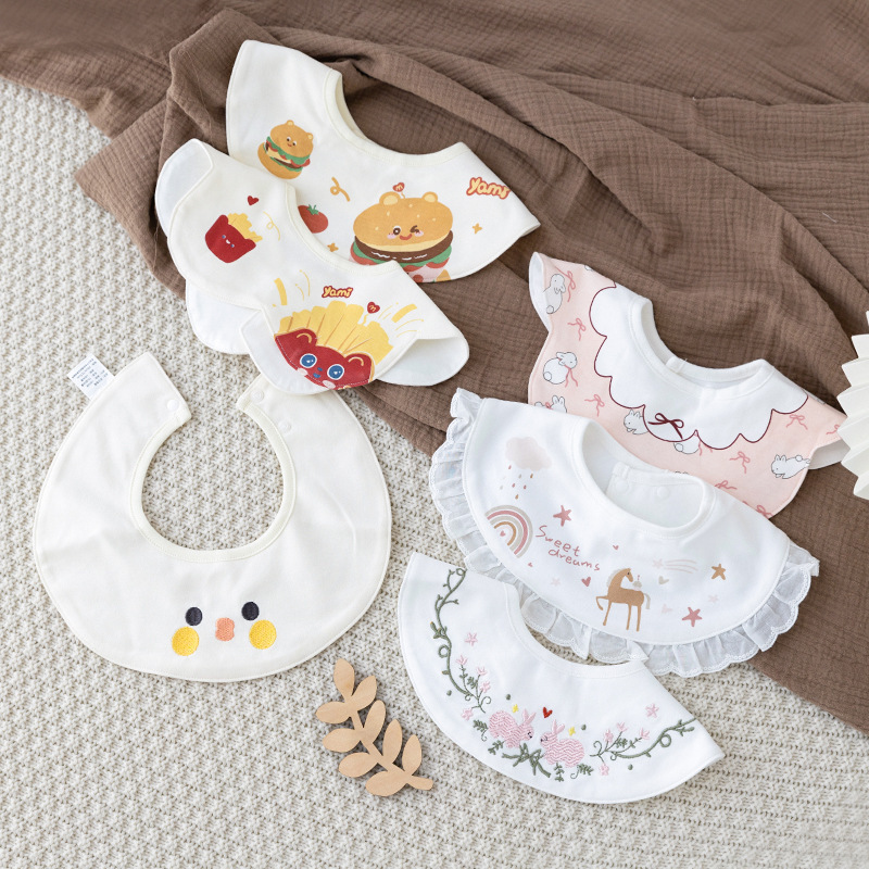 Baby waterproof bib baby cotton saliva towel newborn 360 degree rotating waterproof dining bag bib