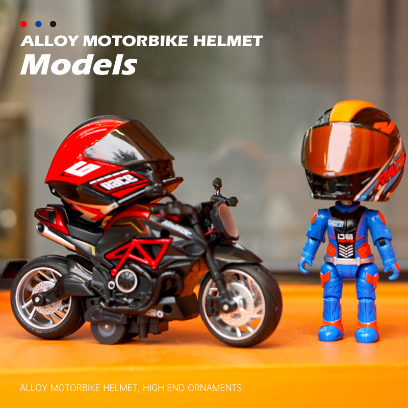 Casco de aleación deformable maniquí motociclista robot juguete locomotora modelo de locomotora de carreras adornos para niños