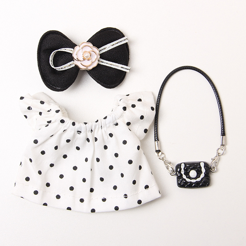 Adecuado para muñeco de peluche de 17cm, colgante, falda de muñeca, vestido de muñeca, traje de muñeca Macarons de 17cm con accesorios