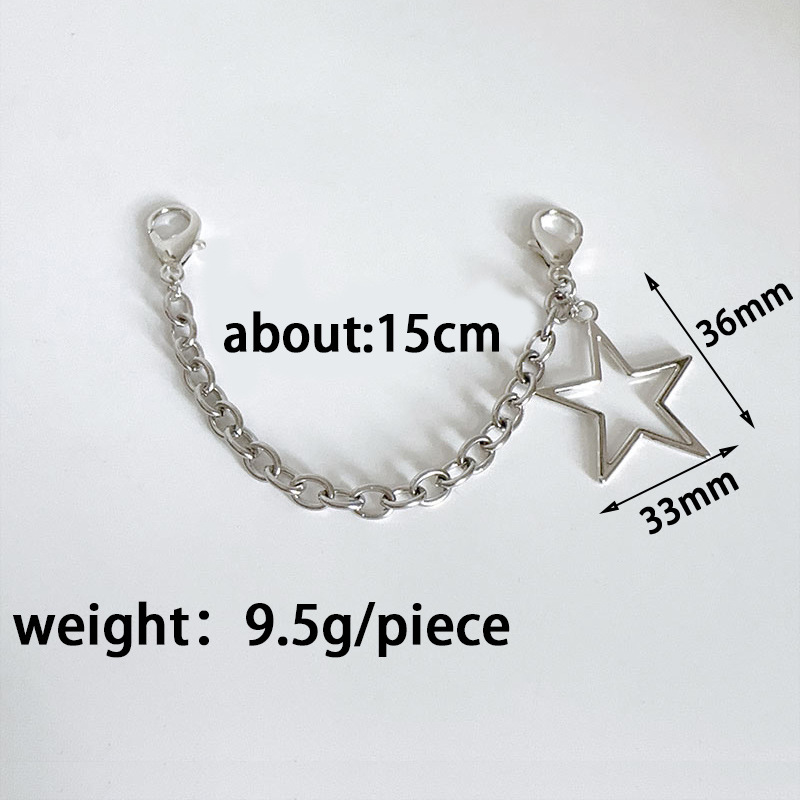 Hueco de cinco puntas estrella titanio Cadena de acero cadena de zapato lateral cadena dulce fresco estrella colgante Martin botas zapatos de lona zapato hebilla colgante