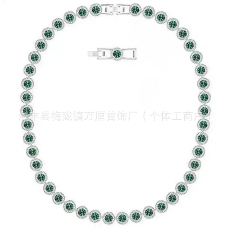 跨境施家罗马 Una系列项链套装水晶镶嵌圆形切割耀眼魅力手链耳钉|undefined