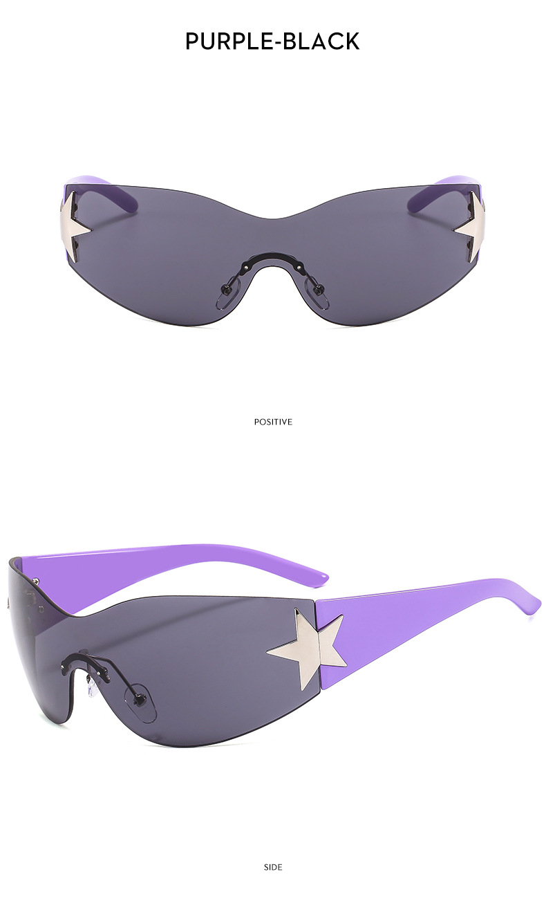Oval Frame Glasses Style Casual, Travel, Street Occasion Retro Star PC UV400 Protection Oval Frame Frameless Men's Sunglasses