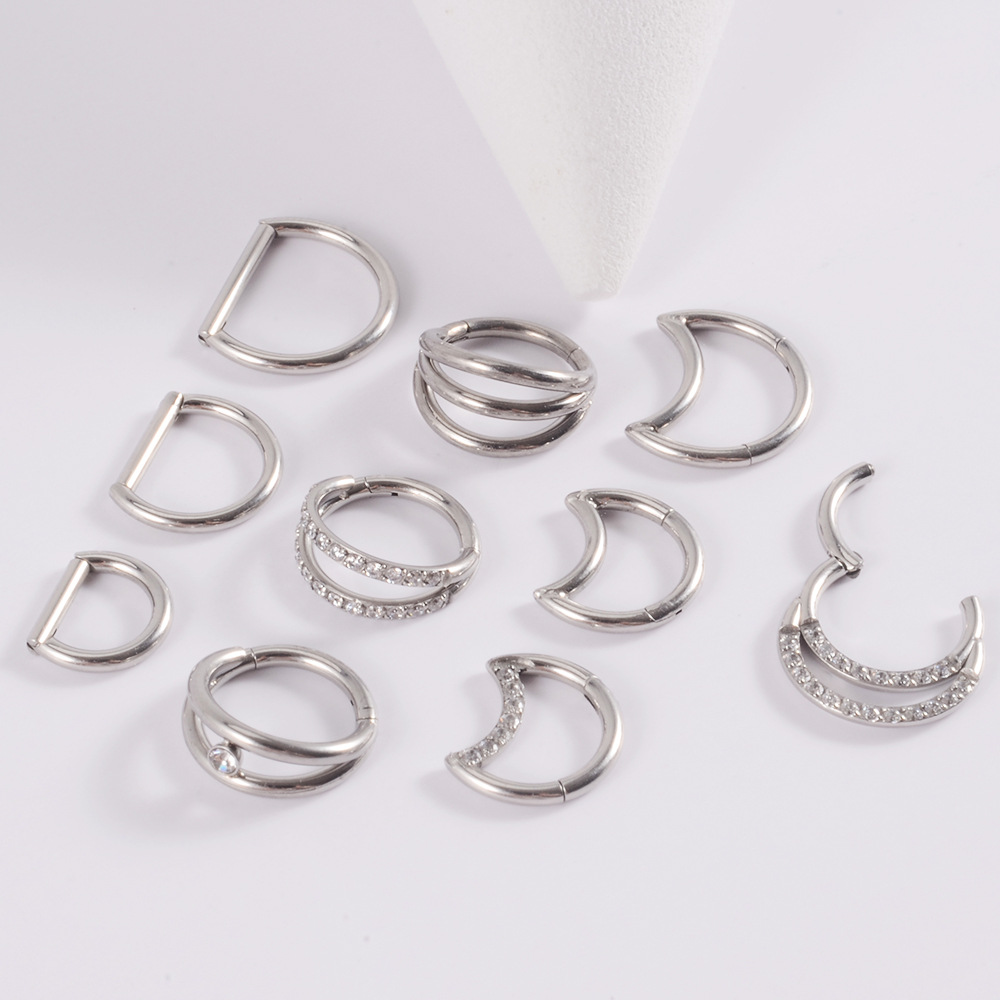 Moon, Water Droplets Pattern Unisex Gender Fashion Style 1 Piece Nose Rings & Studs Fashion Moon Water Droplets G23 Titanium Stainless Steel Zircon Inlay Rhinestones Zircon Nose Pin
