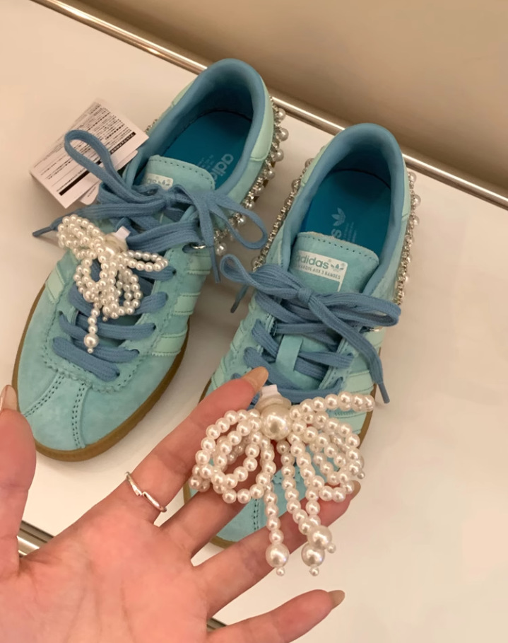 Arco de moda extranjera perla bordilla taconera zapatos botones accesorios colgante de cuentas botones de decoración