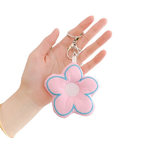 Trendy and exquisite fabric flower key chain pendant for women, cute plush flower car key chain ring bag pendant