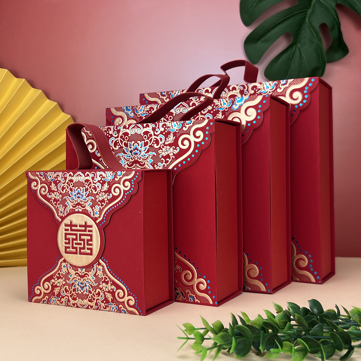 新款结婚喜糖盒中式婚礼手提喜糖礼盒订婚糖盒伴手礼包装盒回礼盒