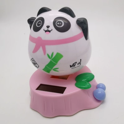 Creative solar shaking head: Car ornaments - 859510-nod-panda-pink