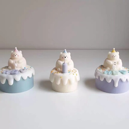 Cross-border fat bear bear candle silicone diy Korean aromatherapy gypsum glue cake decoration sitting bear mold