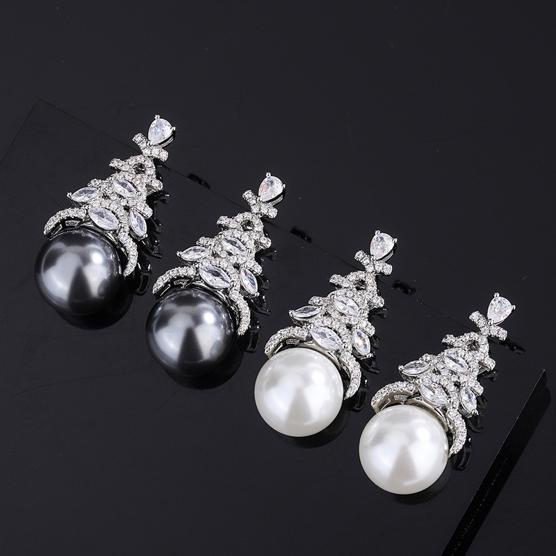 Zhuang Sheng joyería nuevo fondo de cobre chapado en oro con incrustaciones de perlas pendientes de moda coreana 12mm al por mayor